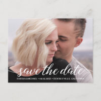 Modernes, weißes, elegantes Script-Save the Date F