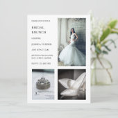 Modernes Weißes Foto Collage Bridal Brunch Einladung (Stehend Vorderseite)