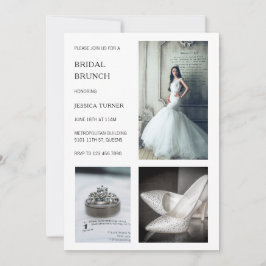Modernes Weißes Foto Collage Bridal Brunch Einladung