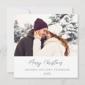 Modernes Weißes Foto froh Weihnachten (Vorderseite)