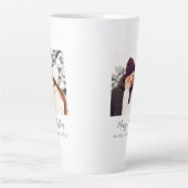 Modernes Weißes Foto froh Weihnachten Milchtasse (Vorderseite)