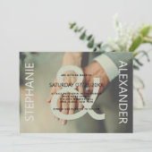 Modernes, weißes Foto und Hochzeit Einladung (Stehend Vorderseite)