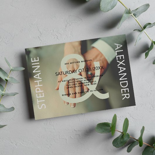 Modernes, weißes Foto und Hochzeit Einladung