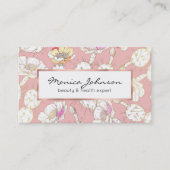 Modernes weißes goldfarbenes rosa Kakteen Blumenmu Visitenkarte (Vorderseite)