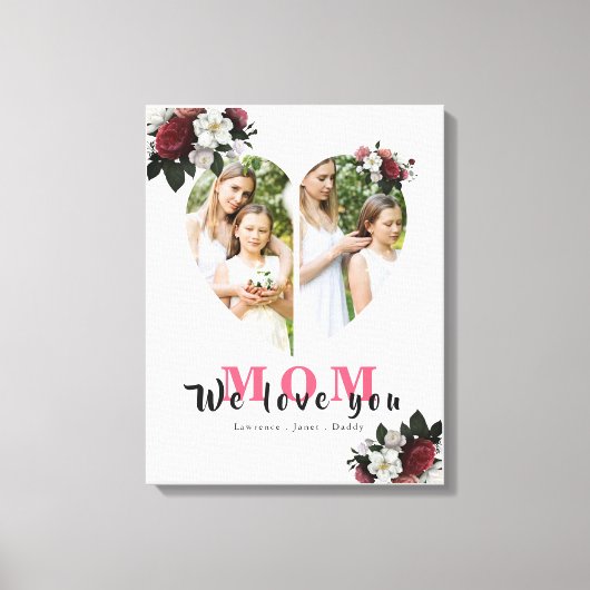 Modernes Weißes Herz Gestaltetes Geschenk für Mutt Leinwanddruck (Vorderseite)