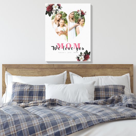 Modernes Weißes Herz Gestaltetes Geschenk für Mutt Leinwanddruck (Insitu (Schlafzimmer))