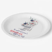 Modernes, weißes Hochzeitskleid mit Kuchen Pappteller (Schrägansicht)