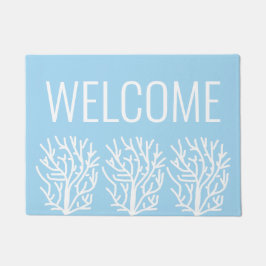 Modernes, weißes Korallenbaby Blue Ozean Fußmatte