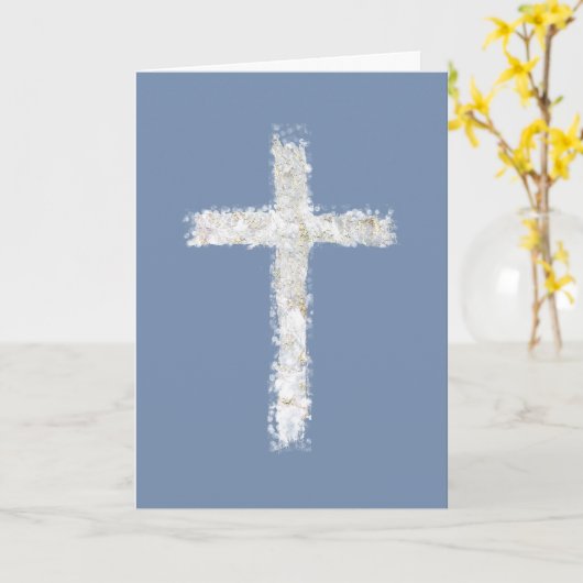 modernes weißes Kreuz mit blauem Hintergrund Karte (Gelbe Blume)