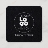 Modernes, weißes Logo auf der schwarzen Maskuline Quadratische Visitenkarte (Vorderseite)