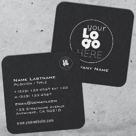 Modernes, weißes Logo auf der schwarzen Maskuline Quadratische Visitenkarte