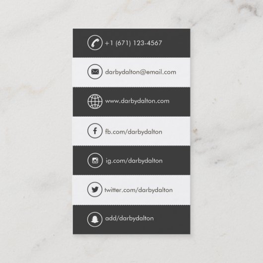 Modernes weißes Logo-Sozialmedium-Visitenkarte Visitenkarte (Rückseite)