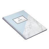 Modernes, weißes Marmor hellblaues, benutzerdefini Notizblock (Rechte Seite)