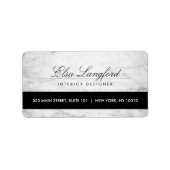 Modernes, weißes Marmor Luxus Designer-Adressetike Adressaufkleber (Vorne)