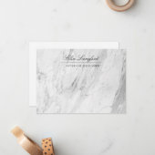 Modernes weißes Marmor Luxus Designer Flat Mitteilungskarte (Vorderseite/Rückseite Beispiel)