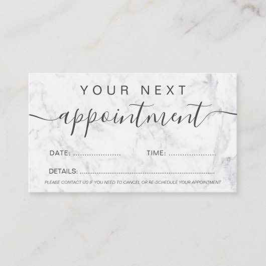 Modernes, weißes Marmor mit modernem beruflich Terminkarte (Vorderseite)