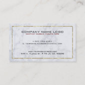 Modernes weißes Marmor und schlanke Goldgrenze Visitenkarte (Rückseite)