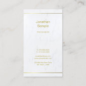 Modernes weißes Marmorgoldskript-schlichtes Visitenkarte (Rückseite)