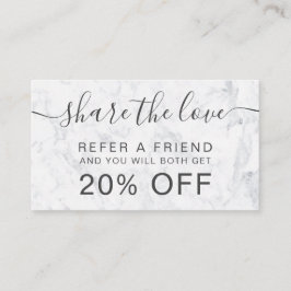 Modernes weißes Marmorhaarmake-up beruflich Empfehlungskarte