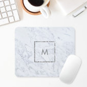 Modernes, weißes Marmormousepad für Monogramm Mousepad