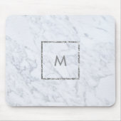 Modernes, weißes Marmormousepad für Monogramm Mousepad (Vorne)