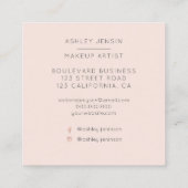 Modernes weißes Marmorombre Make-up beruflich Quadratische Visitenkarte (Rückseite)