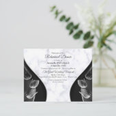 Modernes Weißes Marmorschwarz Abstrakt Einladung (Stehend Vorderseite)