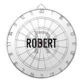 Modernes, weißes Monogramm-Namenspappe Dartscheibe (vorne)