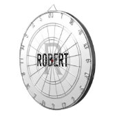 Modernes, weißes Monogramm-Namenspappe Dartscheibe (Vorderseite rechts)