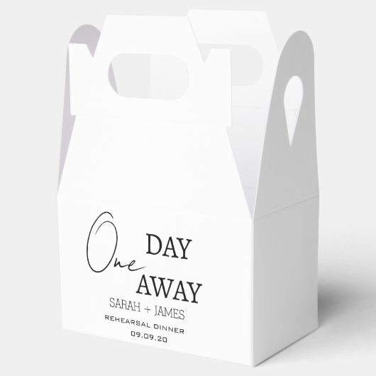 Modernes Weißes One Day Away Probe Dinner Party Geschenkschachtel (Geöffnet)