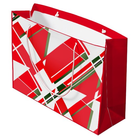 Modernes Weißes Rot aus dem Mittelalter mit grünen Große Geschenktüte (Rückseite Schrägansicht)