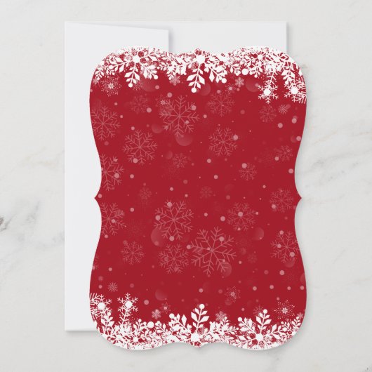 Modernes Weißes Schneeflocken Feierlichkeiten Part Einladung (Rückseite)