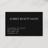 Modernes, weißes Schriftsystem Schwarz Visitenkarte (Rückseite)