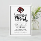 Modernes weißes Schule-ABSCHLUSS Party FOTO + LOGO Einladung (Stehend Vorderseite)