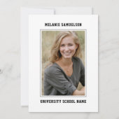 Modernes weißes Schule-ABSCHLUSS Party FOTO + LOGO Einladung (Rückseite)