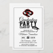 Modernes weißes Schule-ABSCHLUSS Party FOTO + LOGO Einladung (Vorne/Hinten)