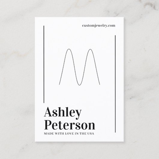 Modernes, weißes Schwarz-Schriftart-Ringdisplay Visitenkarte (Vorderseite)