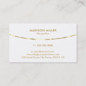 Modernes weißes Streifen Visitenkarte (Rückseite)