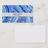 Modernes, weißes und blaues Doodle-Muster Visitenkarte (Vorne/Hinten)