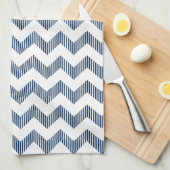 Modernes, weißes und blaues Zickzack Muster Geschirrtuch (Viertel Falte)