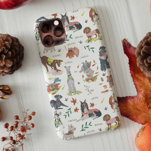 Modernes weißes und schwarzes botanisches Hundemus Case-Mate iPhone Hülle