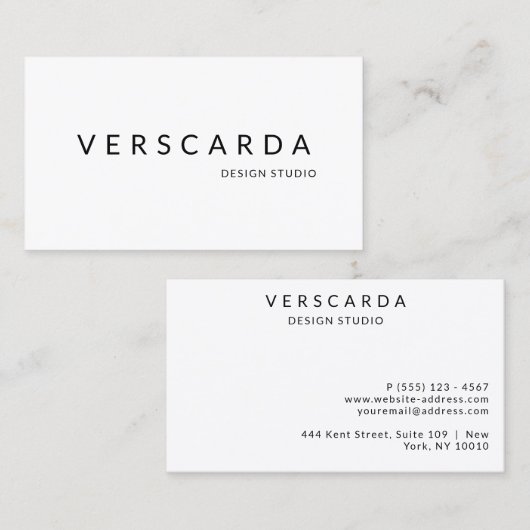 Modernes, weißes und schwarzes, feines Designstudi Visitenkarte (Vorne/Hinten)