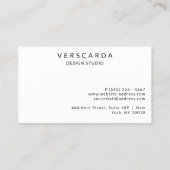 Modernes, weißes und schwarzes, feines Designstudi Visitenkarte (Rückseite)