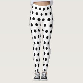 Modernes weißes und schwarzes Tupfenstellenmuster Leggings