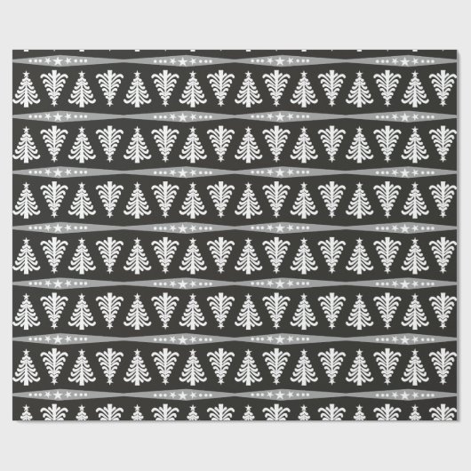 Modernes weißes Weihnachtsbaum-Muster auf Geschenkpapier (Flach)