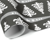 Modernes weißes Weihnachtsbaum-Muster auf Geschenkpapier (Rolleneckpunkt)