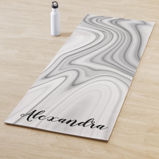 Modernes, weißes, weißes, flüssiges Marmormuster Yogamatte (Beispiel)