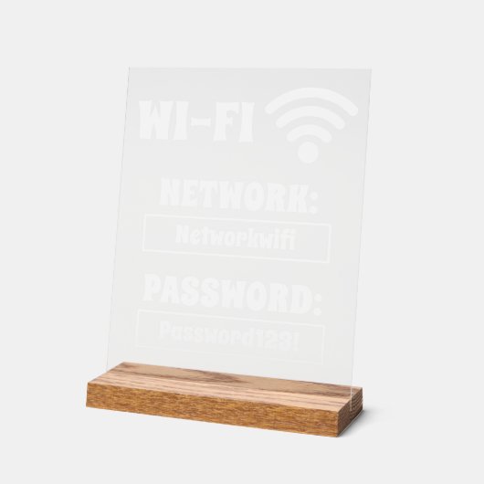 Modernes, weißes Wifi-Kennwort und Netzwerk Acrylschild (Winkel)
