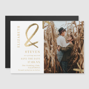 Modernes Weißgold Ampere und Foto Save the Date Magnetkarte