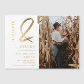 Modernes Weißgold Ampere und Foto Save the Date Magnetkarte (Vorderseite)